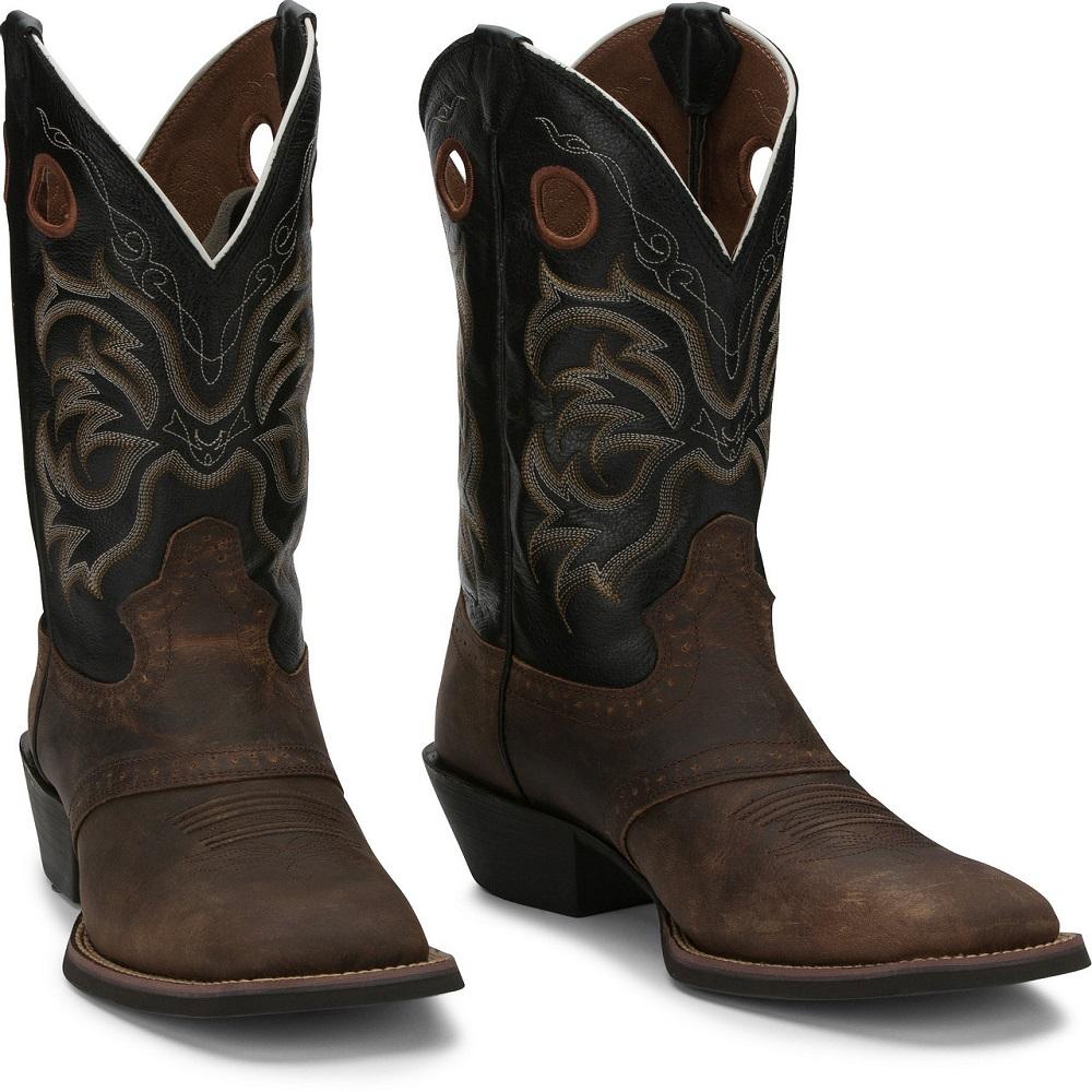 Justin Men's Stampede "Rollicker" 12" Cowboy Boot Distressed Brown - 2531