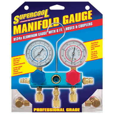 Supercool - R134A Manifold Gauge with 6 Foot Hoses and Couplers - PN - 2211B