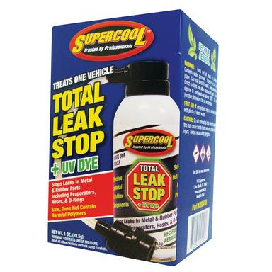 TSI Supercool Total Leak Stop with U/V Dye 1 oz in HFC Free Domed Can with Applicator in Retail Box - Treats 1 Vehicle - 39241B