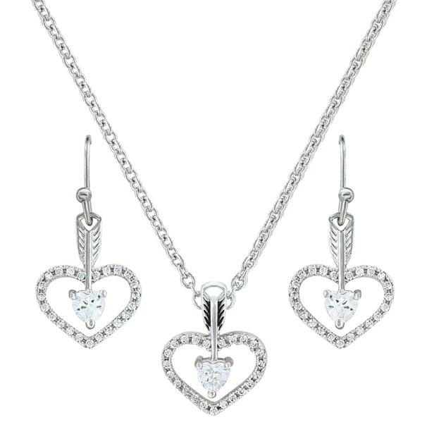 King Set Pierced Zirconia Montana Jewelry | Cubic Rural JS3198 Heart Arrow Silversmith -