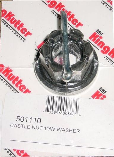 King Kutter 1inch Castle Nut With Washer and Cotter Pin 501110