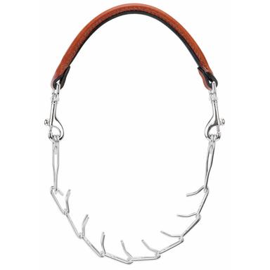 Weaver Leather Livestock Leather and Pronged Chain Goat Collar - Chestnut - 80-1015-24