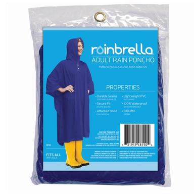 Rainbrella Adult Rain Poncho, One Size Fits All - 48150