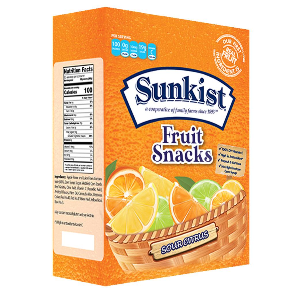 Sunkist Fruit Snacks, Sour Citrus - 80 Count