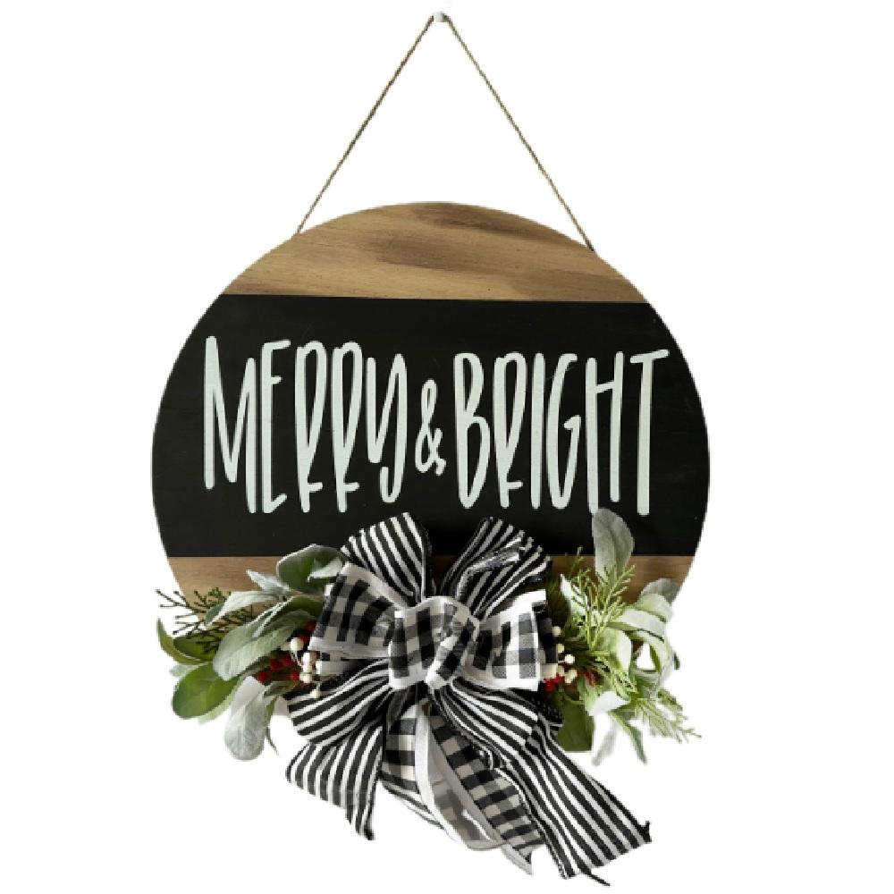 Seasonal Expressions Welcome Door Hanger, Merry and Bright Bow Arrangement - 904987