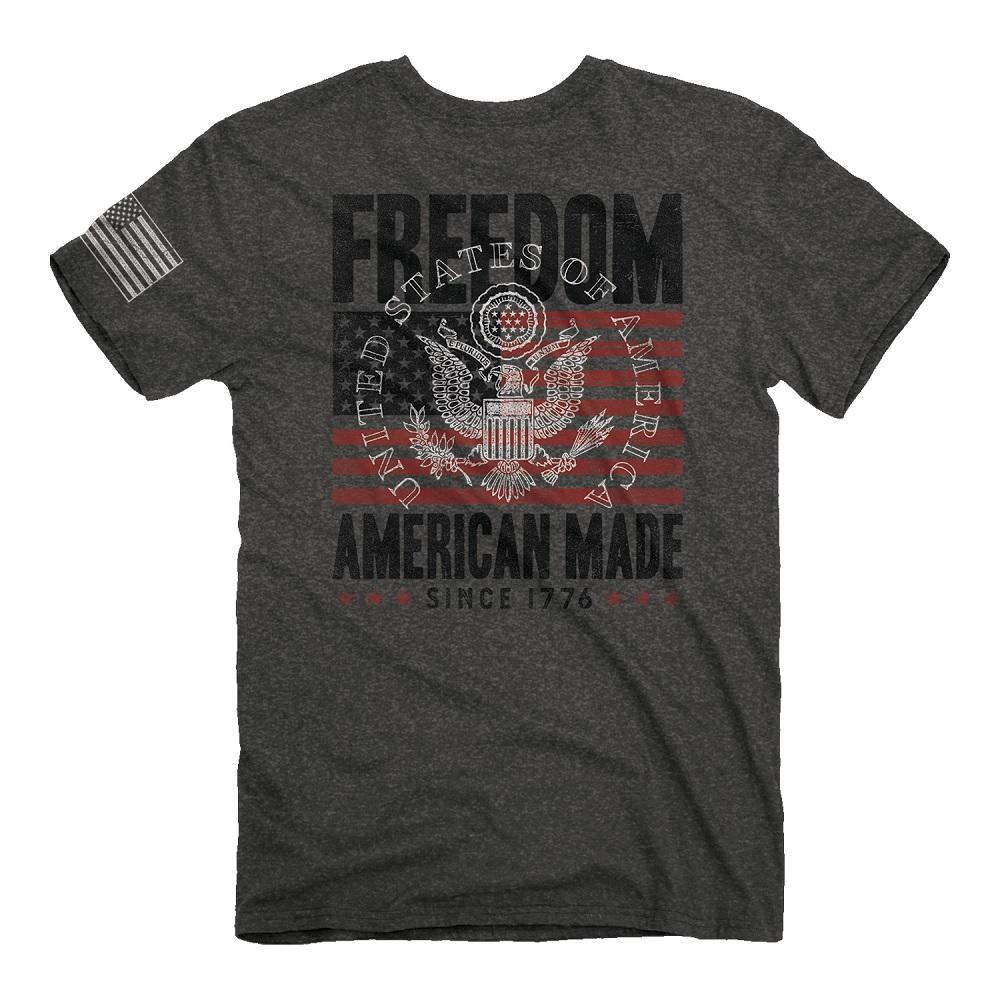 Buck Wear Men's Freedom Coin Short Sleeve T-Shirt Dark Grey - 2148