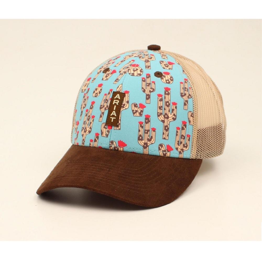 Ariat Women's Turquoise with Cactus Print and Brown Brim with Mesh Back Cap - A300010033