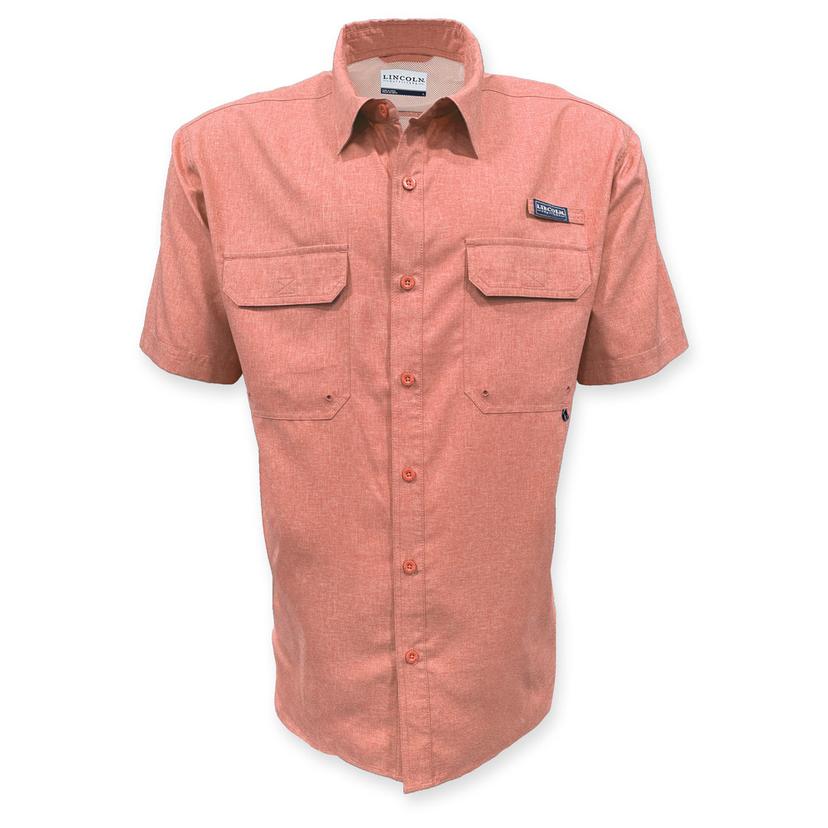 Lincoln Outfitters Men's Short Sleeve Fishing Shirt, Drunk Watermelon  Heather - LOPS-E0616