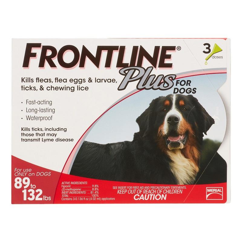 Frontline Plus Dog Flea and Tick Control  89-132lbs (3 doses)