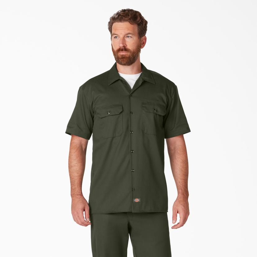 Dickies 1574 Short Sleeve Work Shirt - Olive Green - 3XL