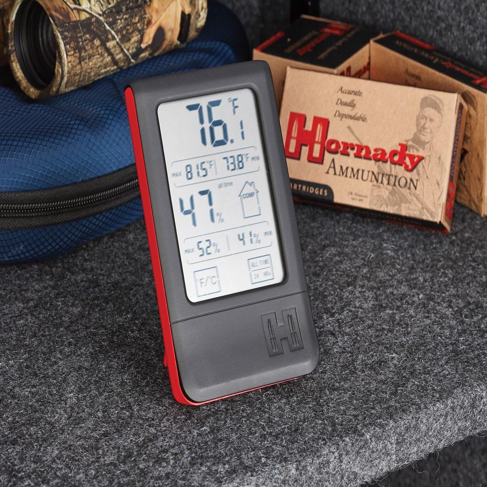 Hornady Digital Hygrometer, 95909 - Indoor Temperature and Humidity Monitor  with Touchscreen LCD Display - Ideal Room Thermometer Hygrometer for Gun