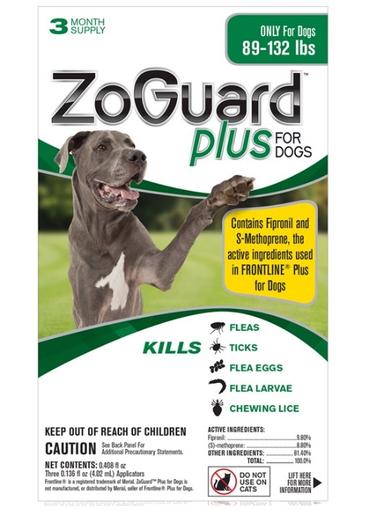 ZoGuard Plus Flea & Tick for Dogs 89-132lbs, 3  Pack - 511105