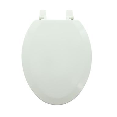 AquaPlumb Elongated Wood Toilet Seat, White CTS104W