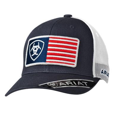 Ariat Men's Navy Cap with Ariat Red, White & Blue Flag Patch - 1517603