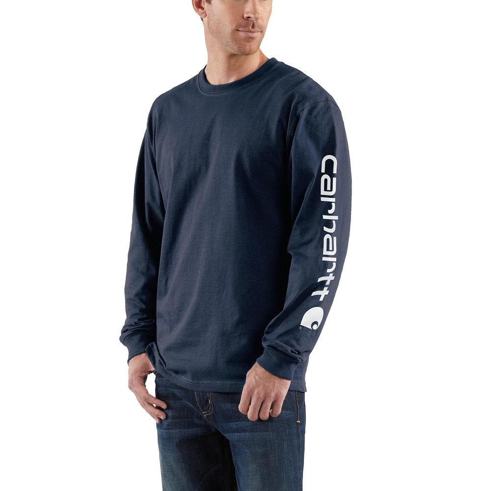 Carhartt® K231-NVY Fit Long-Sleeve T- Sleeve | Men\'s - Shirt, Heavyweight King Navy Rural Loose Logo Graphic