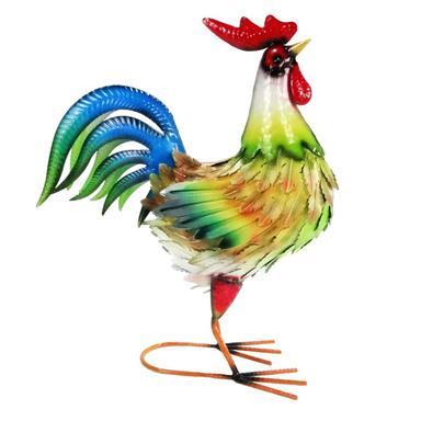 Alpine Colorful Metal Rooster Décor - HEH422