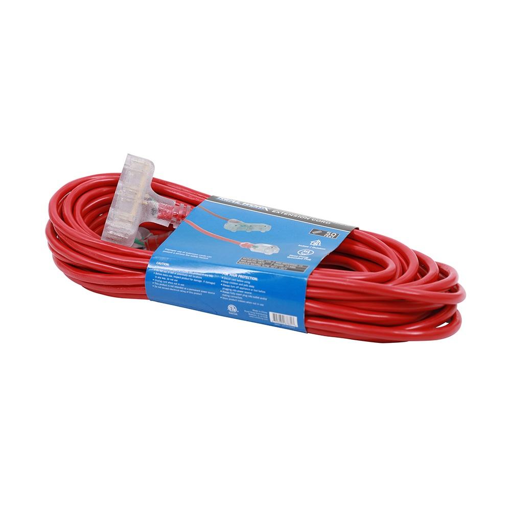 Real Work Tools 14/3 Indoor/Outdoor Triple Tap 50' Extension Cord, Red - 20170301710 | Rural King