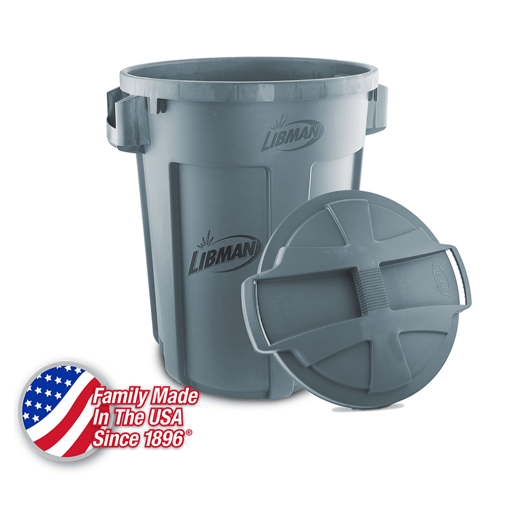 Rubbermaid Commercial Products Brute 32-Gallon Gray Plastic Trash Can with Lid | 2118185