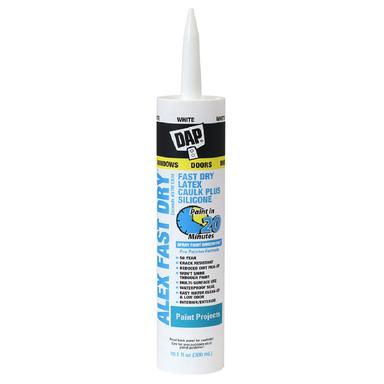 DAP Alex Fast Dry Acrylic Latex Caulk Plus Silicone - White, 10.1 oz. - 7079818425